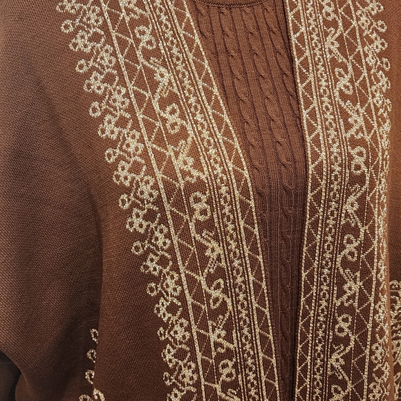 Brown Embroidered Long Sweater - Picture 7 of 9